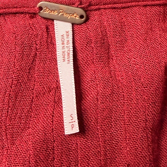 Free People Red Lace Trim Tunic - Picture 7 of 9